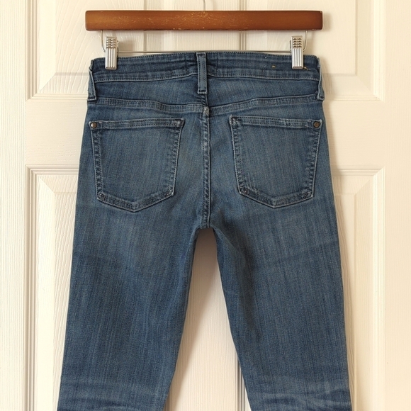 Pilcro Stet Distressed Patchwork Medium Wash Mid Rise Ankle Crop Skinny Jeans 26 - Picture 5 of 14